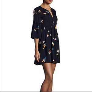 Joie silk black print lined dress with side zip